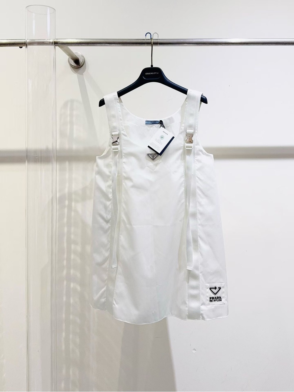 Prada White Strap-Detail Sleeveless Mini Dress